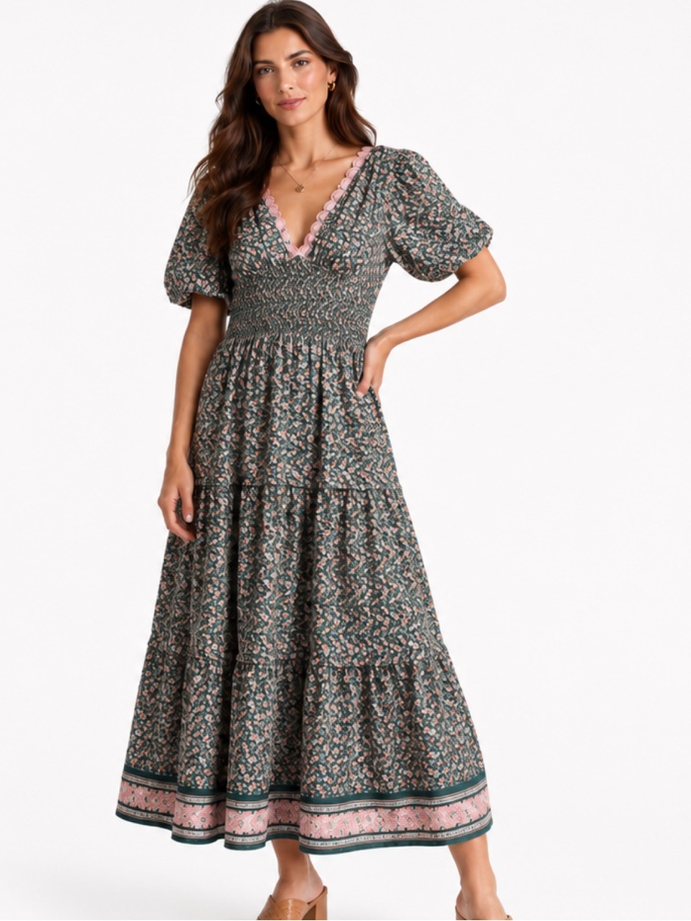 Trovata Green Floral Maxi Dress